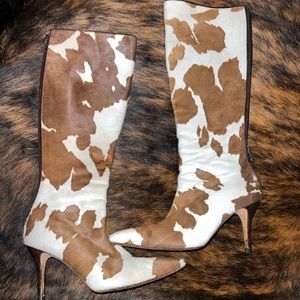 MANOLO BLAHNIK Pony Skin Heeled Boots RARE size 5.5